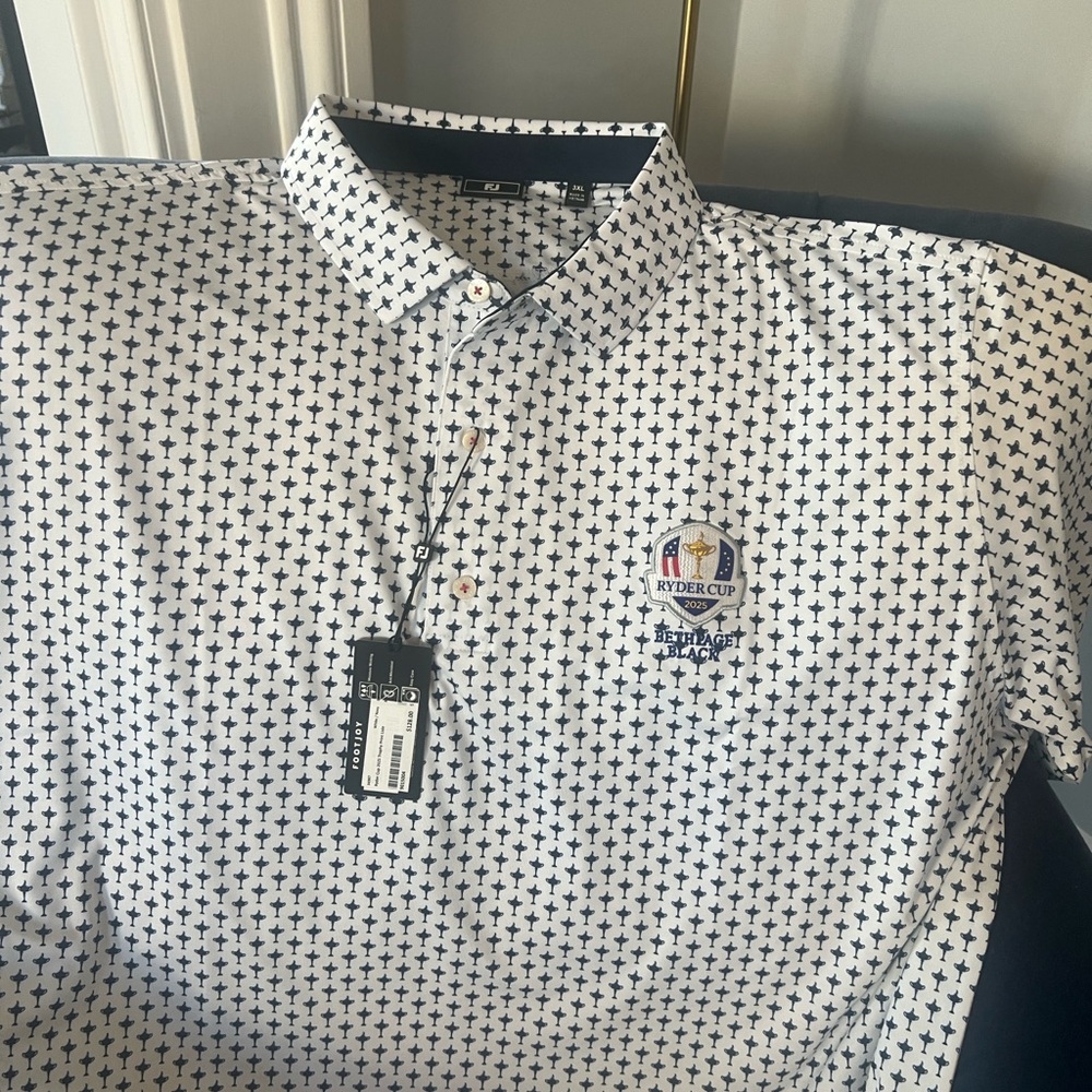 White and Navy Blue Men's Polo Shirt
